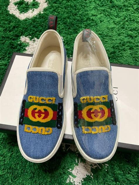 gucci womens slip ons|gucci denim slip on.